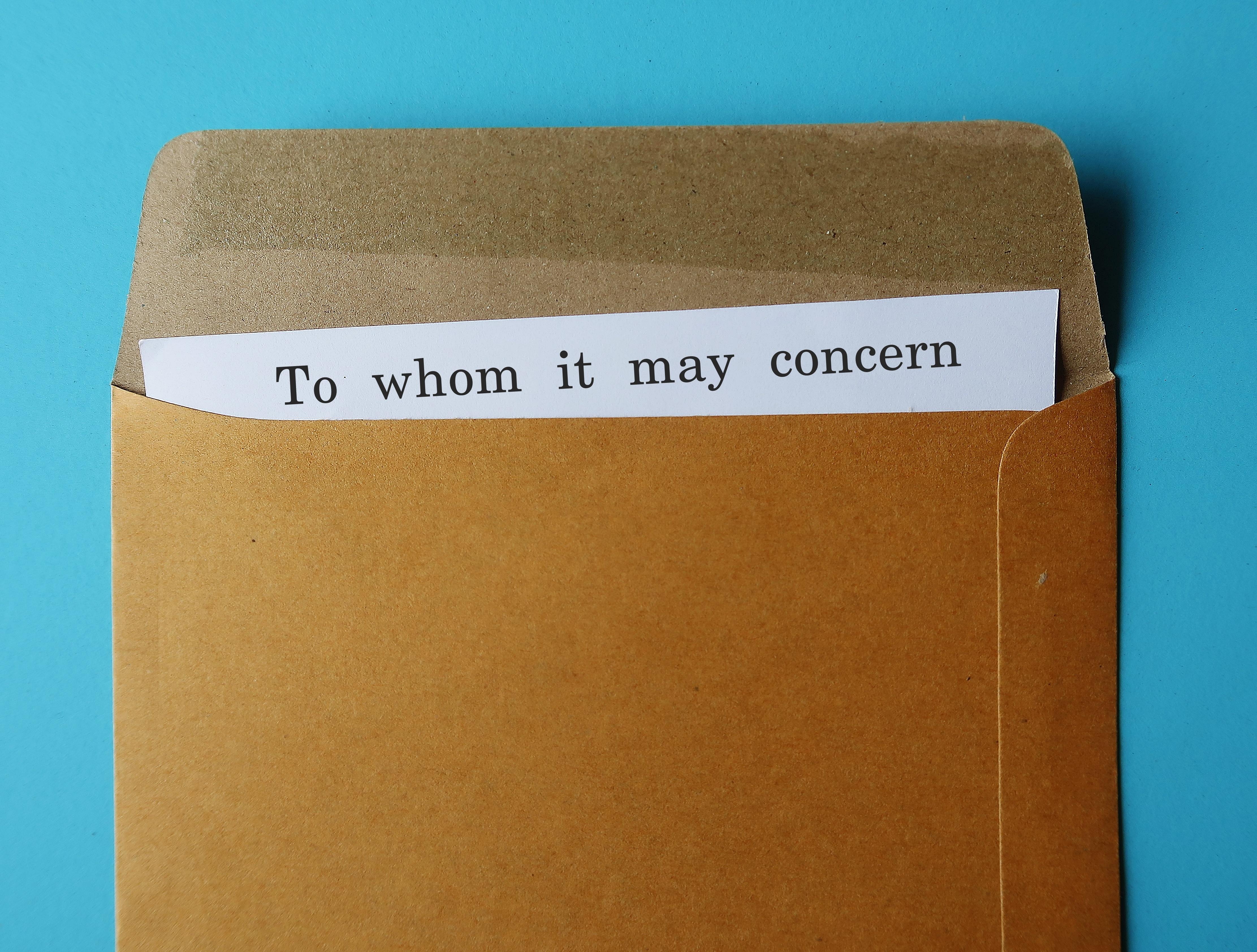 To whom it may concern